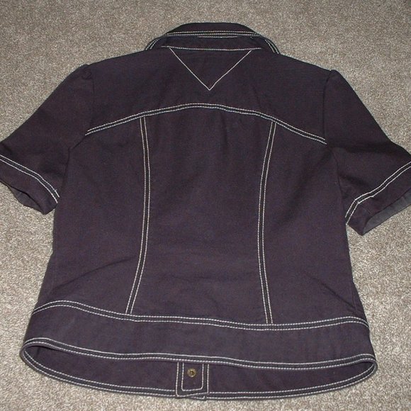 Tommy Hilfiger Womens Navy Blue Jacket Top Size M Medium Snap Front Collar EUC - Picture 4 of 4